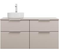 burgbad Eqio lavabo à poser en céramique rond, gauche, meuble sous-lavabo inclus, largeur 1200mm, SGUW120LF6583C0001G0146