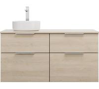 burgbad Eqio lavabo à poser en céramique rond, gauche, meuble sous-lavabo inclus, largeur 1200mm, SGUW120LF3180C0001G0146