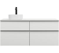 burgbad Eqio lavabo à poser en céramique rond, gauche, meuble sous-lavabo inclus, largeur 1400mm, SGUW140LF6582C0001G0252