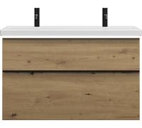 burgbad Eqio lavabo en céramique avec 2 trous pour robinetterie, inclus meuble sous-lavabo avec éclairage LED, largeur 1030mm, SEZB103F5662C0001G0252