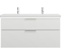 burgbad Eqio lavabo en céramique avec 2 trous pour robinetterie, inclus meuble sous-lavabo avec éclairage LED, largeur 1230mm, SEZB123F2009C0001G0146