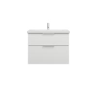 burgbad Eqio lavabo en céramique avec meuble sous-lavabo, largeur 830mm, SEYQ083F2009C0001G0146, Couleur: Blanc brillant / Blanc brillant, poignée chromée G0146