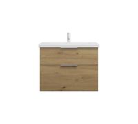 burgbad Eqio lavabo en céramique avec meuble sous-lavabo, largeur 830mm, SEYQ083F5662C0001G0146, Couleur: Décor chêne Urban / Décor chêne Urban, Poignée chromée G0146