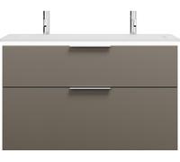 burgbad Eqio lavabo en fonte minérale avec 2 trous pour robinetterie, meuble sous-lavabo avec éclairage LED inclus, 1020x490x638mm, SHCT102F2010C0001G0146