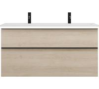 burgbad Eqio lavabo en fonte minérale avec 2 trous pour robinetterie, meuble sous-lavabo avec éclairage LED inclus, 1220x490x638mm, SHCT122F3180C0001G0252