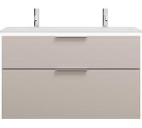 burgbad Eqio lavabo en fonte minérale avec 2 trous pour robinetterie, meuble sous-lavabo avec éclairage LED inclus, 1020x490x638mm, SHCT102F6583C0001G0146