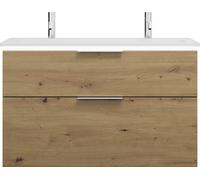 burgbad Eqio lavabo en fonte minérale avec 2 trous pour robinetterie, meuble sous-lavabo avec éclairage LED inclus, 1020x490x638mm, SHCT102F5662C0001G0146