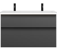 burgbad Eqio lavabo en fonte minérale avec 2 trous pour robinetterie, meuble sous-lavabo avec éclairage LED inclus, 1020x490x638mm, SHCT102F6584C0001G0252