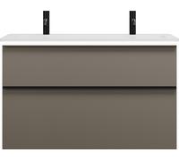 burgbad Eqio lavabo en fonte minérale avec 2 trous pour robinetterie, meuble sous-lavabo avec éclairage LED inclus, 1020x490x638mm, SHCT102F2010C0001G0252