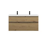 burgbad Eqio lavabo en fonte minérale avec 2 trous pour robinetterie, meuble sous-lavabo avec éclairage LED inclus, 1220x490x638mm, SHCT122F5662C0001G0252, Couleur: Décor Chêne Urbain / Décor Chêne Ur
