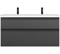 burgbad Eqio lavabo en fonte minérale avec 2 trous pour robinetterie, meuble sous-lavabo avec éclairage LED inclus, 1220x490x638mm, SHCT122F6584C0001G0252