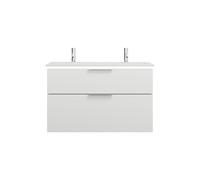 burgbad Eqio lavabo en fonte minérale avec 2 trous pour robinetterie, meuble sous-lavabo avec éclairage LED inclus, 1020x490x638mm, SHCT102F2009C0001G0146, Couleur: Blanc brillant / Blanc brillant, po