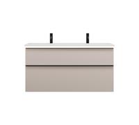burgbad Eqio lavabo en fonte minérale avec 2 trous pour robinetterie, meuble sous-lavabo avec éclairage LED inclus, 1220x490x638mm, SHCT122F6583C0001G0252, Couleur: Gris clair mat / Gris clair mat, po
