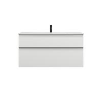burgbad Eqio lavabo en fonte minérale avec meuble sous-lavabo, 1220x490x618mm, SHCB122F6582C0001G0252, Couleur: Blanc mat / Blanc mat, poignée noire mat G0252