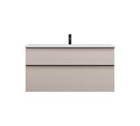 burgbad Eqio lavabo en fonte minérale avec meuble sous-lavabo, 1220x490x618mm, SHCB122F6583C0001G0252, Couleur: Gris clair mat / Gris clair mat, poignée profilée noir mat G0252