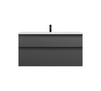 burgbad Eqio lavabo en fonte minérale avec meuble sous-lavabo, 1220x490x618mm, SHCB122F6584C0001G0252, Couleur: Gris foncé mat / Gris foncé mat, poignée noire mat G0252