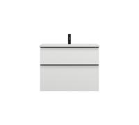 burgbad Eqio lavabo en fonte minérale avec meuble sous-lavabo, 820x490x618mm, SHCB082F2009C0001G0252, Couleur: Blanc brillant / Blanc brillant, poignée noire mate G0252