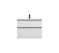 burgbad Eqio lavabo en fonte minérale avec meuble sous-lavabo, 820x490x618mm, SHCB082F6582C0001G0252, Couleur: Blanc mat / Blanc mat, poignée noire mat G0252