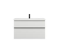 burgbad Eqio lavabo en fonte minérale avec meuble sous-lavabo et éclairage LED, 1020x490x638mm, SHCC102F2009C0001G0252, Couleur: Blanc brillant / Blanc brillant, poignée noire mate G0252