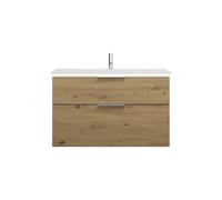 burgbad Eqio lavabo en fonte minérale avec meuble sous-lavabo et éclairage LED, 1020x490x638mm, SHCC102F5662C0001G0146, Couleur: Décor chêne Urban / Décor chêne Urban, Poignée chromée G0146