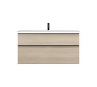 burgbad Eqio lavabo en fonte minérale avec meuble sous-lavabo et éclairage LED, 1220x490x638mm, SHCC122F3180C0001G0252, Couleur: Décor Chêne Cashmere / Décor Chêne Cashmere, Poignée Noir Mat G0252