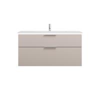 burgbad Eqio lavabo en fonte minérale avec meuble sous-lavabo et éclairage LED, 1220x490x638mm, SHCC122F6583C0001G0146, Couleur: Gris clair mat / Gris clair mat, poignée chromée G0146