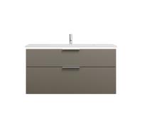 burgbad Eqio lavabo en fonte minérale avec meuble sous-lavabo et éclairage LED, 1220x490x638mm, SHCC122F2010C0001G0146, Couleur: Gris brillant / Gris brillant, poignée chromée G0146