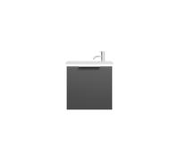burgbad Eqio lavabo en fonte minérale avec meuble sous-lavabo et éclairage LED, 520x310x518mm, SHCJ052F6584C0001G0146, Couleur: Gris foncé mat / Gris foncé mat, poignée chromée G0146