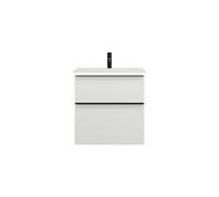 burgbad Eqio lavabo en fonte minérale avec meuble sous-lavabo et éclairage LED, 620x490x638mm, SHCC062F6582C0001G0252, Couleur: Blanc mat / Blanc mat, poignée noire mat G0252