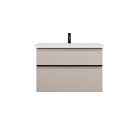 burgbad Eqio lavabo en fonte minérale avec meuble sous-lavabo et éclairage LED, 920x490x638mm, SHCC092F6583C0001G0252, Couleur: Gris clair mat / Gris clair mat, poignée profilée noir mat G0252