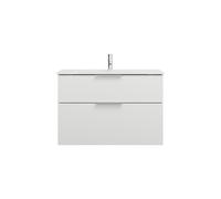 burgbad Eqio lavabo en verre avec meuble sous-lavabo, largeur 920mm, SEYX092F2009A0070G0146, Couleur: Blanc brillant / Blanc brillant, poignée chromée G0146