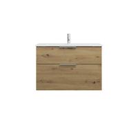 burgbad Eqio lavabo en verre avec meuble sous-lavabo, largeur 920mm, SEYX092F5662A0070G0146, Couleur: Décor chêne Urban / Décor chêne Urban, Poignée chromée G0146