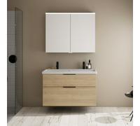 Burgbad Eqio Meuble avec plan vasque et armoire de toilette, SFAO103F3180C0001G0200,
