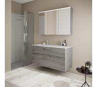 Burgbad Eqio Meuble avec plan vasque slim en céramique, avec armoire de toilette, SHCQ122LF6015C0001G0146,