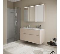 Burgbad Eqio Meuble avec plan vasque slim en céramique, avec armoire de toilette, SHCQ122RF6583C0001G0146,