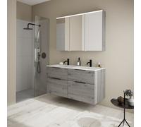 Burgbad Eqio Meuble avec plan vasque slim en céramique, avec armoire de toilette, SHCR122LF6015C0001G0200,