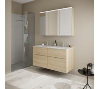 Burgbad Eqio Meuble avec plan vasque slim en céramique, avec armoire de toilette, SHCR122RF3180C0001G0146,