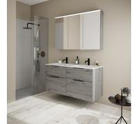 Burgbad Eqio Meuble avec plan vasque slim en céramique, avec armoire de toilette, SHCR122RF6015C0001G0200,