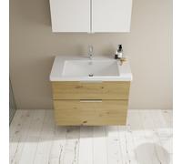 burgbad Eqio lavabo en céramique avec meuble sous-lavabo, largeur 830mm, SEYQ083F5662C0001G0146, Couleur: Décor chêne Urban / Décor chêne Urban, Poignée chromée G0146