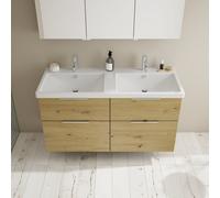 burgbad Eqio double lavabo en céramique y compris meuble sous-lavabo avec 4 tiroirs, largeur 1230mm, SEYT123F5662C0001G0146