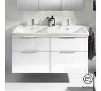 burgbad Eqio double lavabo en céramique, meuble sous-lavabo avec éclairage LED inclus, avec 4 tiroirs, largeur 1230mm, SEZD123F2009C0001G0146