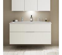 burgbad Eqio lavabo en fonte minérale avec 2 trous pour robinetterie, meuble sous-lavabo inclus, 1220x490x618mm, SHCS122F6582C0001G0146