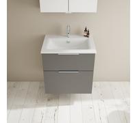 Burgbad Eqio Meuble avec vasque slim en céramique, 2 tiroirs, SHBT062F6584C0001G0146,
