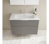 Burgbad Eqio Meuble avec vasque slim en céramique, 2 tiroirs, SHBT092F6584C0001G0146,