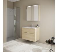 Burgbad Eqio Meuble avec vasque slim en céramique et armoire de toilette, SHCP082F3180C0001G0146,