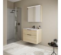 Burgbad Eqio Meuble avec vasque slim en céramique et armoire de toilette, SHCP082F3180C0001G0200,