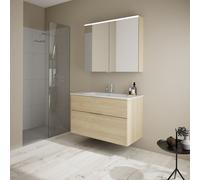 Burgbad Eqio Meuble avec vasque slim en céramique et armoire de toilette, SHCP102F3180C0001G0146,