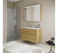 Burgbad Eqio Meuble avec vasque slim en céramique et armoire de toilette, SHCP102F5662C0001G0146,