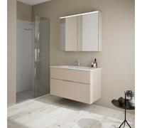 Set burgbad Eqio, composé d'une armoire de toilette, d'un lavabo en céramique Slim et d'un meuble sous-lavabo, largeur 1020mm, SHCP102F6583C0001G0146