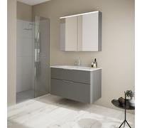 Burgbad Eqio Meuble avec vasque slim en céramique et armoire de toilette, SHCP102F6584C0001G0146,